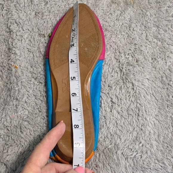 VINTAGE Arteffects Leather Ballet Flats Pink Blue Colorful 70s Shoes 7.5 - Picture 8 of 11